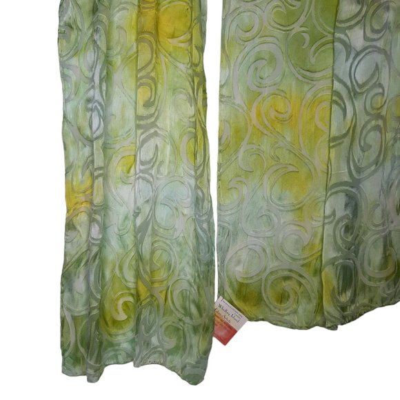 Hand Dyed Scarf Green Yellow Swirls Spring Easter Mother's Day Wedding NWT - Picture 4 of 6